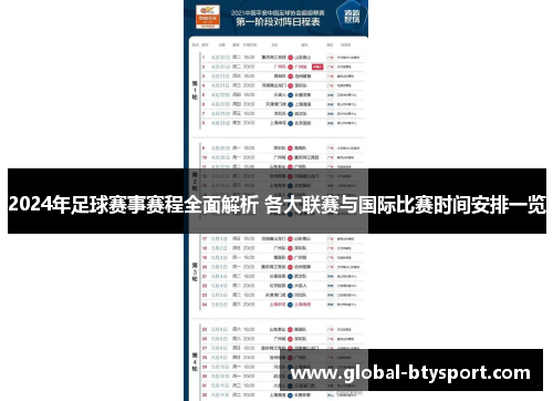 2024年足球赛事赛程全面解析 各大联赛与国际比赛时间安排一览